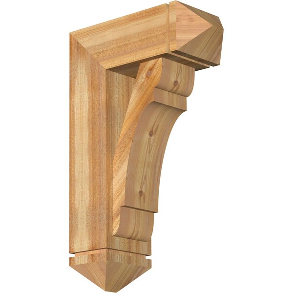Ekena Millwork Olympic Arts and Crafts Rough Sawn Bracket w/ Offset Brace, Western Red Cedar, 8"W x 20"D x 32"H BKT0806X20X32OLY03RWR - main